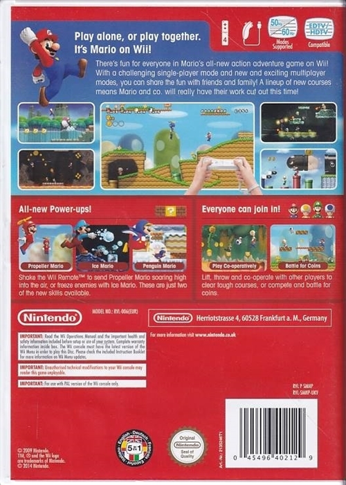 New Super Mario Bros. Wii - Nintendo Selects - Nintendo Wii (B Grade) (Genbrug)